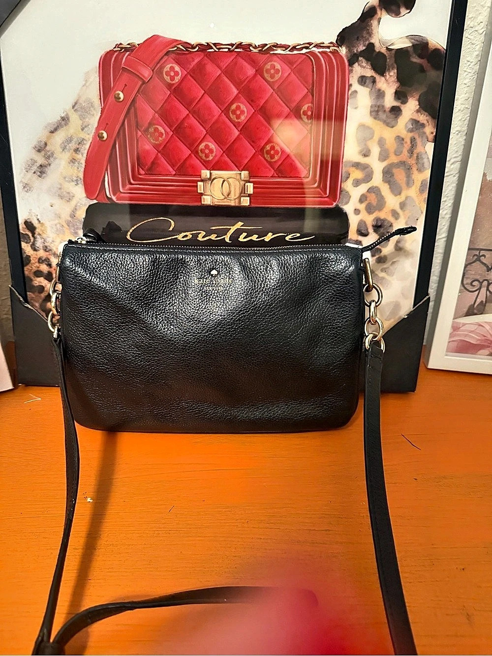 Kate Spade Leila Triple Gusset Black Crossbody Bag VGUC